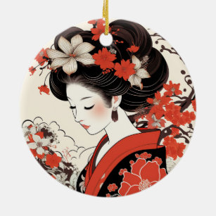 Japanische Geisha-Keramik Keramik Ornament