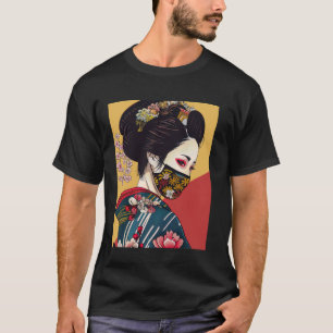 Japanische Geisha Kimono Cherry blüht Blume T-Shirt
