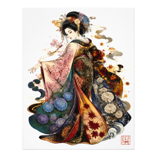 Japanische Geisha-Kunst Kimono und saisonale Blu Fotodruck