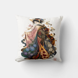 Japanische Geisha-Kunst Kimono und saisonale Blu Kissen