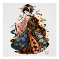 Japanische Geisha-Kunst | Kimono und saisonale Blu