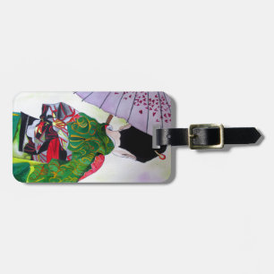 Japanische Geisha-Kunst mit Kimono und Schirm Gepäckanhänger
