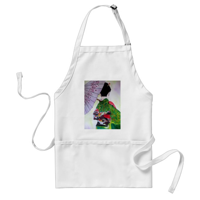 Japanische Geisha-Kunst mit Kimono und Schirm Schürze (Vorne)
