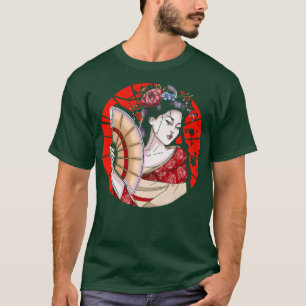 Japanische Geisha mit Fan Sakura Japan-Frau Geis T-Shirt