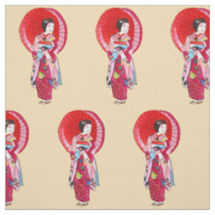 Japanische Geisha mit niedlicher Kimono-Kunst Stoff