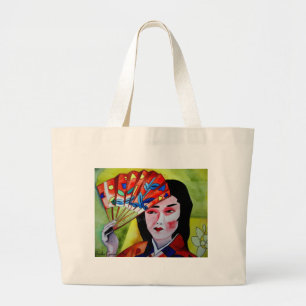 Japanische Geisha mit originaler Aquarellkunst Jumbo Stoffbeutel