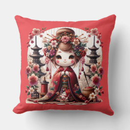 Japanische Geisha-Niedliche Szene Kissen