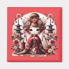 Japanische Geisha-Niedliche Szene Magnet