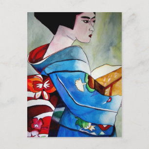 Japanische Geisha-Originalmalerei Postkarte