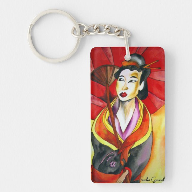Japanische Geisha-Originalmalerei Schlüsselanhänger (Vorderseite)