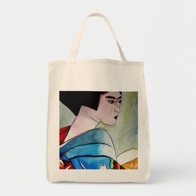 Japanische Geisha-Originalmalerei Tragetasche (Vorne)