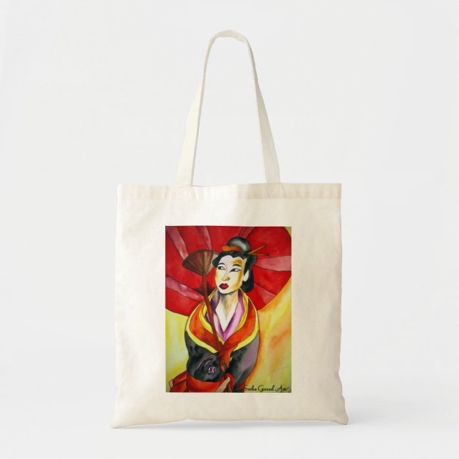 Japanische Geisha-Originalmalerei Tragetasche (Vorne)