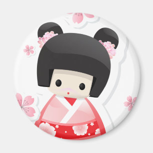 Japanische Geisha-Puppe - Brötchen-Reihe Magnet