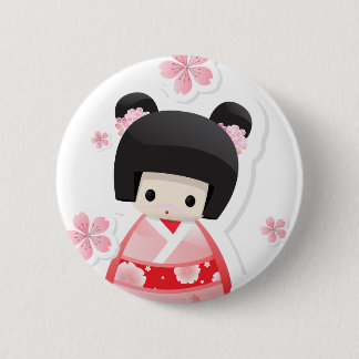 Japanische Geisha-Puppe - Brötchen-Reihenknopf Button