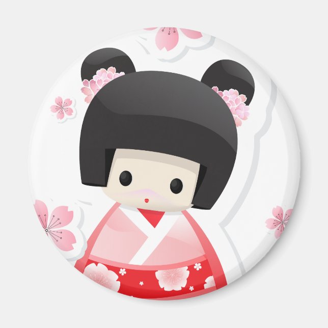 Japanische Geisha-Puppe - Schussserie Magnet (Vorne)