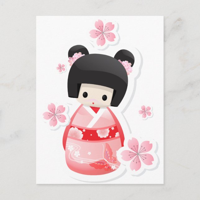 Japanische Geisha-Puppe - Schussserie Postkarte (Vorderseite)