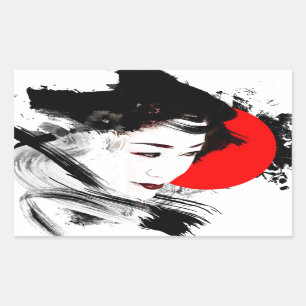 Japanische Geisha Rechteckiger Aufkleber