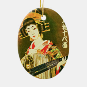 Japanische Geisha & Wasaga Papier Schirmkunst Keramik Ornament