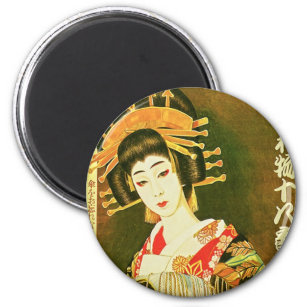 Japanische Geisha & Wasaga Papier Schirmkunst Magnet