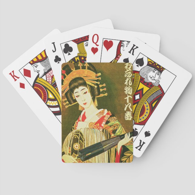 Japanische Geisha & Wasaga Papier Schirmkunst Spielkarten (Rückseite)