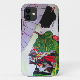 Japanische Geishakunst mit Kimono und Regenschirm title_seo2