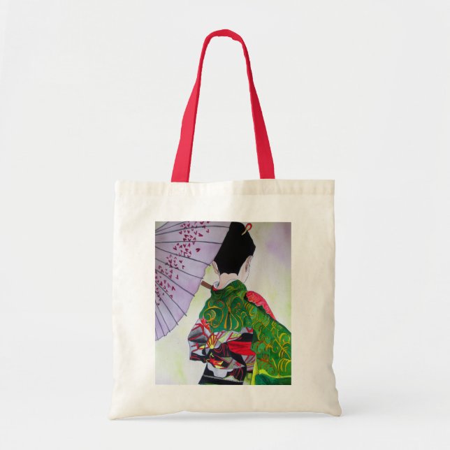 Japanische Geishakunst mit Kimono und Regenschirm Tragetasche (Vorne)