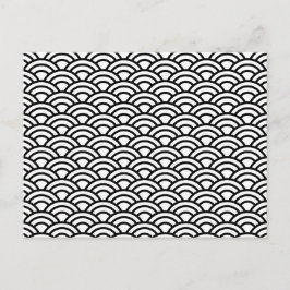 Japanische geometrische Kreise Schwarz und Weiß Postkarte