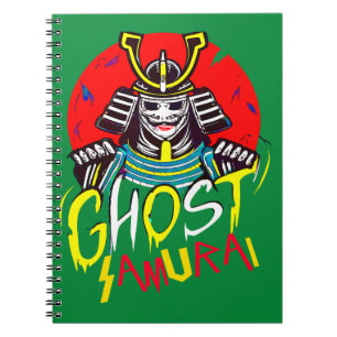 Japanische Ghost Samurai Kampfkunst im Retro-Stil Notizblock