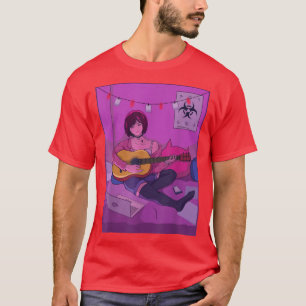 Japanische Girl Playing Gitarre Anime Manga Grapha T-Shirt