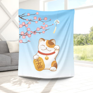 Japanische glückliche Kaliko-Katze, Maneki Neko Fleecedecke
