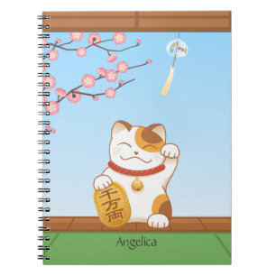Japanische glückliche Kaliko-Katze, Maneki Neko Notizblock
