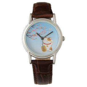 Japanische glückliche Katze, Kaliko Maneki Neko Armbanduhr