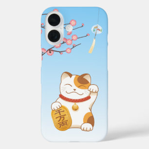 Japanische Glückskatze, Calico Maneki Neko iPhone 16 Hülle