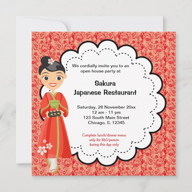 Japanische Grand Opening Einladung (Vorderseite)