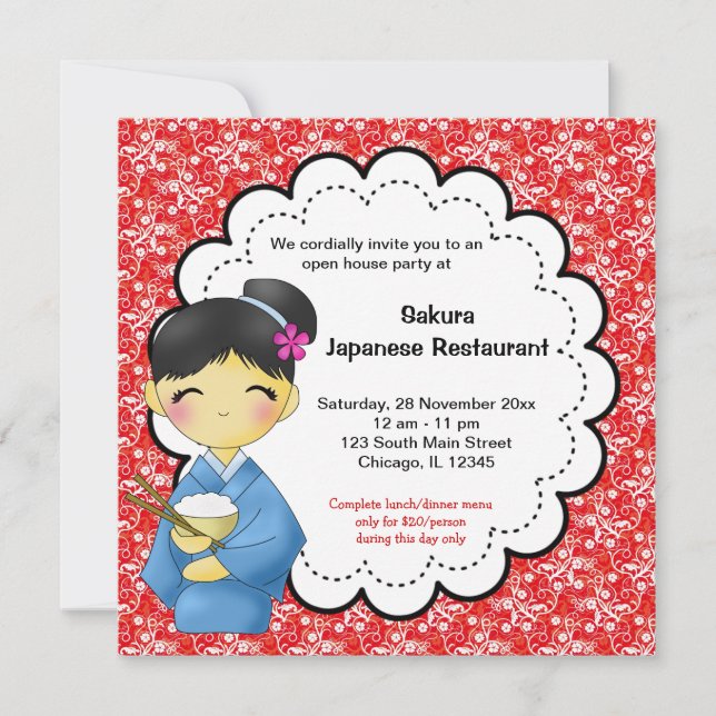 Japanische Grand Opening Einladung (Vorderseite)