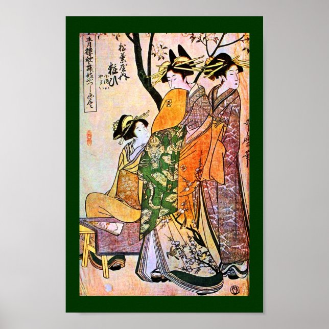 Japanische Gravur Drei Geisha 1911 Poster (Vorne)