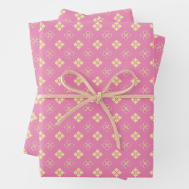 Japanische Hanabishi-Blume-Muster Geschenkpapier Set