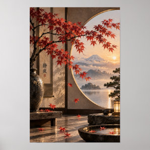 Japanische Herbst-Ahorn-Berg-Fuji-Zen-Wandkunst Poster