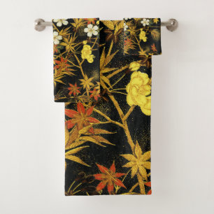Japanische Herbstblätter Antique Botanical Badhandtuch Set