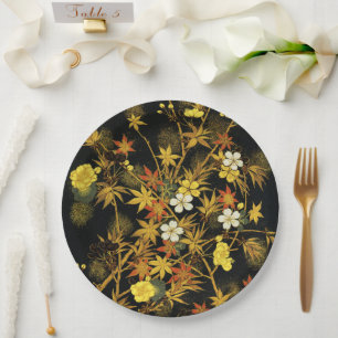 Japanische Herbstblätter Antique Botanical Pappteller