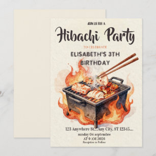 Japanische Hibachi-Abendparty Geburtstagseinladung Einladung
