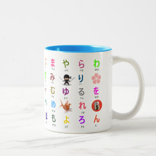 Japanische Hiragana-Tasse Zweifarbige Tasse