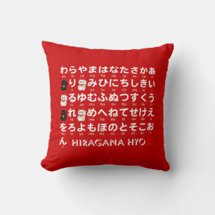 Japanische Hiragana- u. Katakanatabelle (Alphabet) Kissen