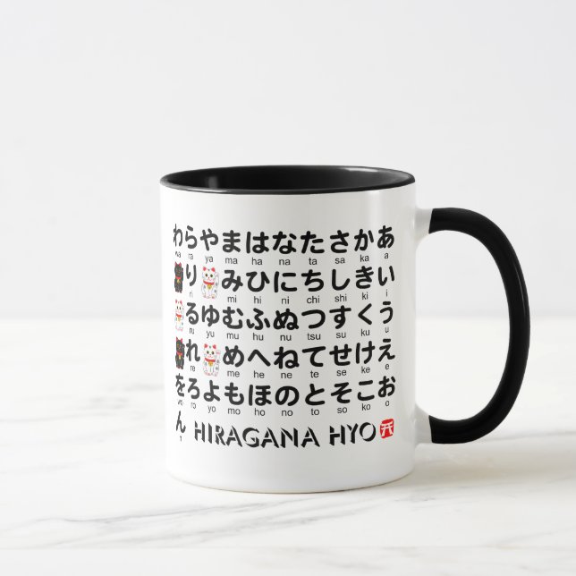 Japanische Hiragana- u. Katakanatabelle (Alphabet) Tasse (Rechts)