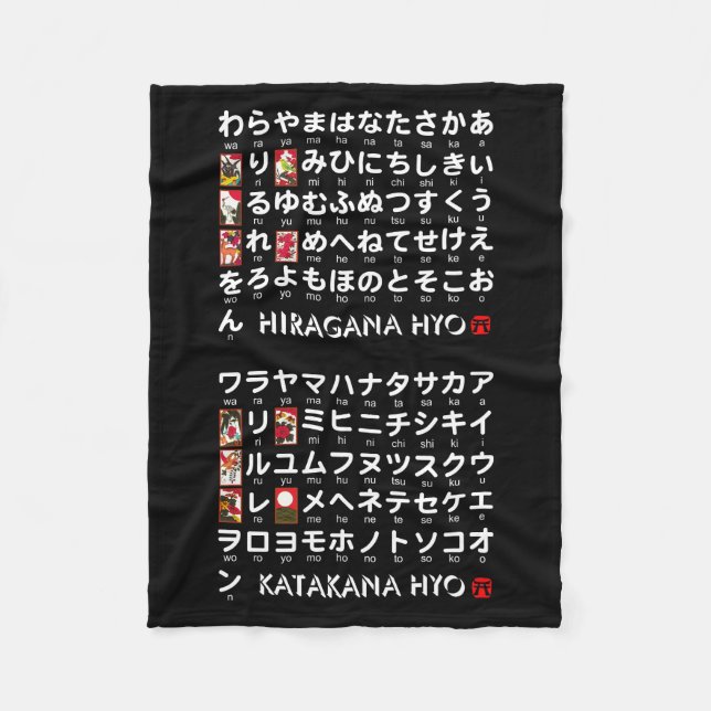 Japanische Hiragana- u. Katakanatabelle Fleecedecke (Vorderseite)