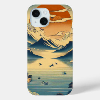 Japanische Holzschnitt-Berg-Sonnenuntergang-Tempel Case-Mate iPhone Hülle