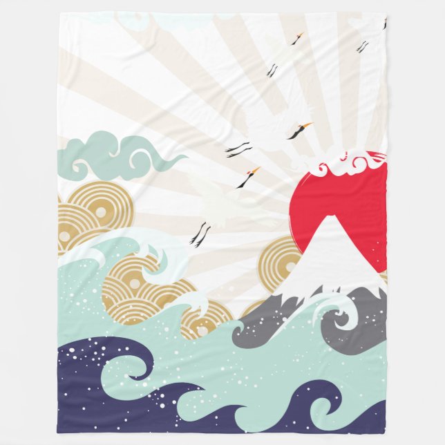 japanische Illustration Fleecedecke (Vorderseite)