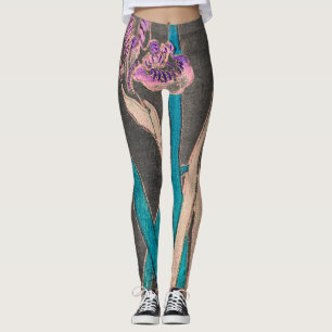 JAPANISCHE IRIEN IN SCHWARZDRUCKEN Leggings