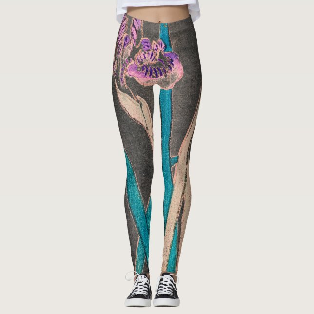 JAPANISCHE IRIEN IN SCHWARZDRUCKEN Leggings (Vorderseite)