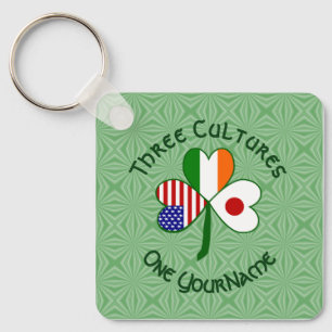 Japanische Irisch-Amerikanische Flaggen Shamrock I Schlüsselanhänger